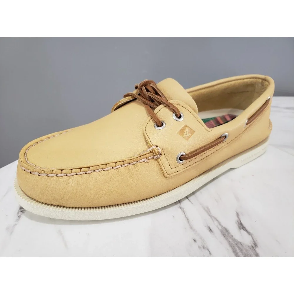 NEW NO BOX MENS SIZE 10 Sperry A/O 2-EYE BROWN YELLOW slip on boat shoes